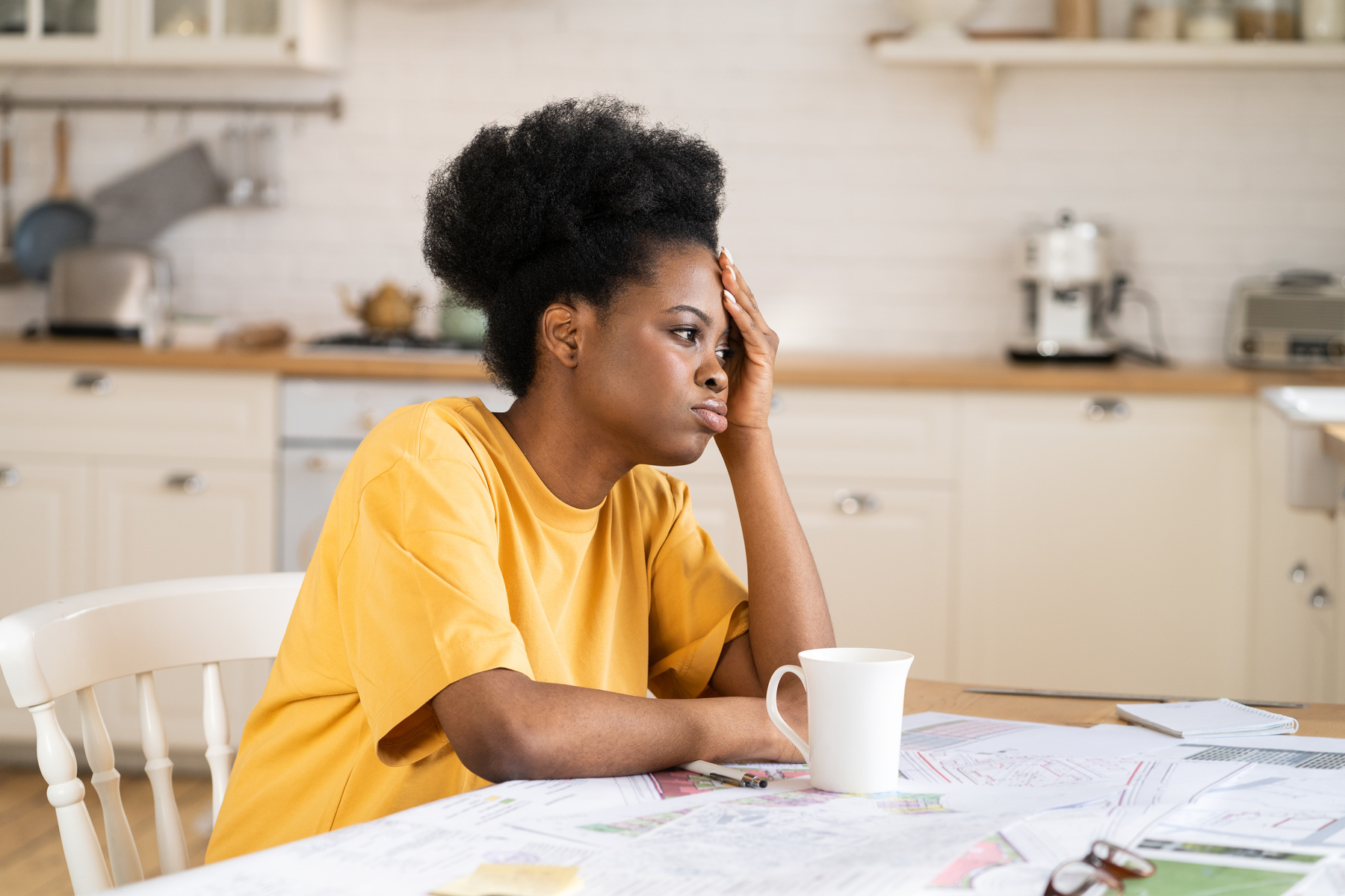 Tired Woman Working from Home 